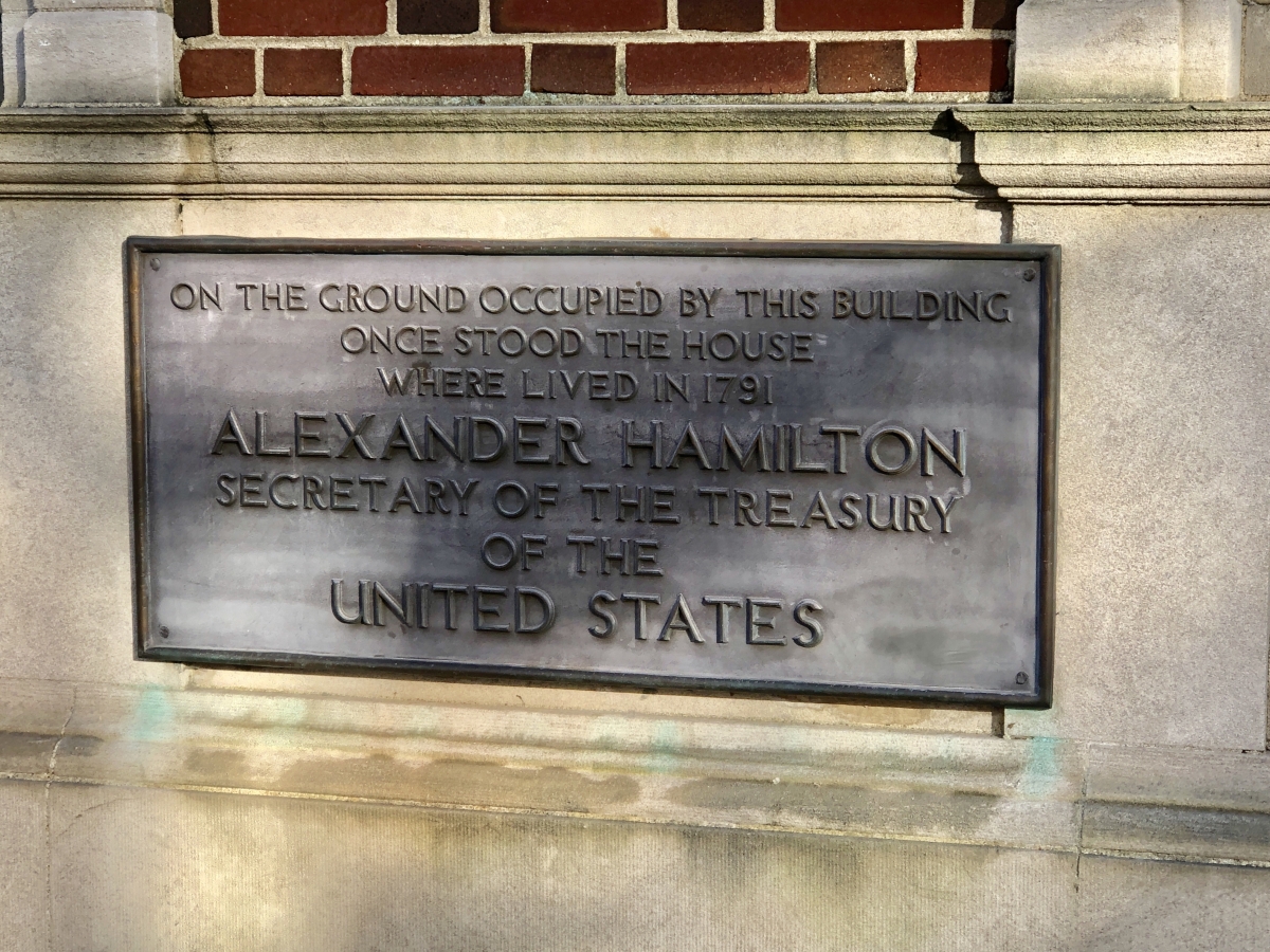 Home Site of Alexander Hamilton, Secretary of the Treasury, Where He Lived in 1791