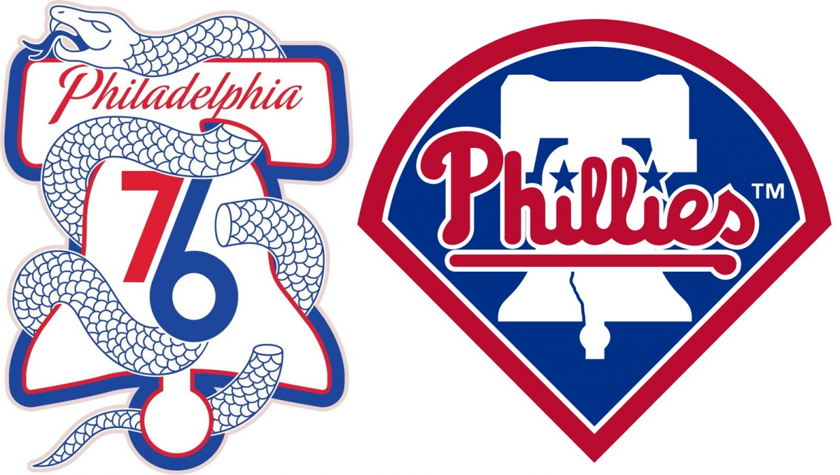 Philadelphia 76ers and Philadelphia Phillies logos featuring The Liberty Bell