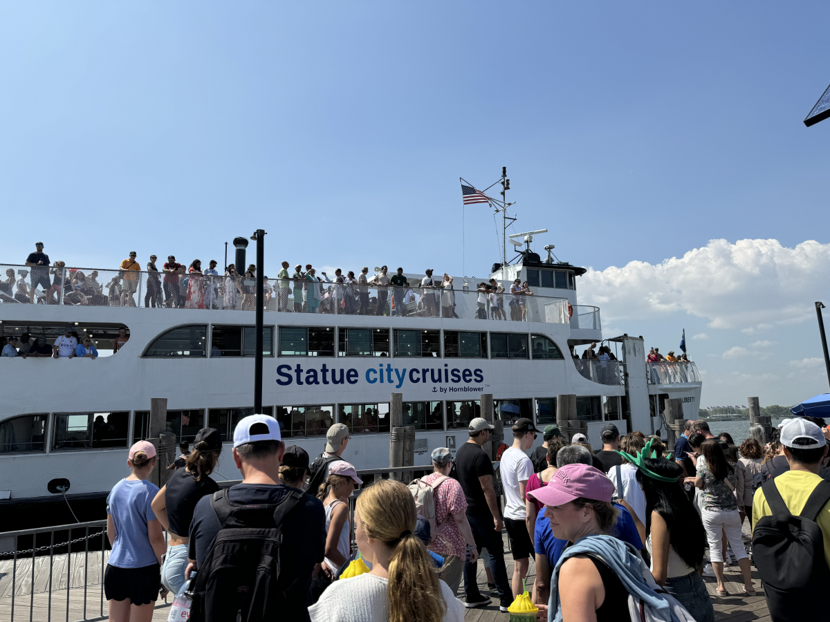 Boarding a Statue City Cruises Ferry