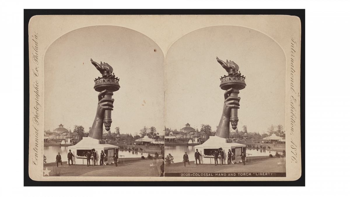 The Statue of Liberty's Torch on Display in Philadelphia at the 1876 Centennial Exhibition